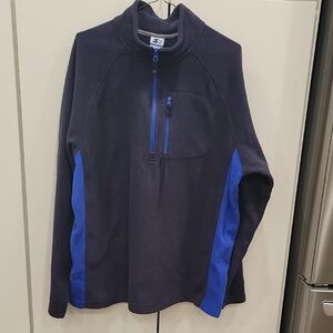 LG Vintage STARTER Navy & Royal Blue Quarter-Zip Fleece Pullover w/ Chest Pocket